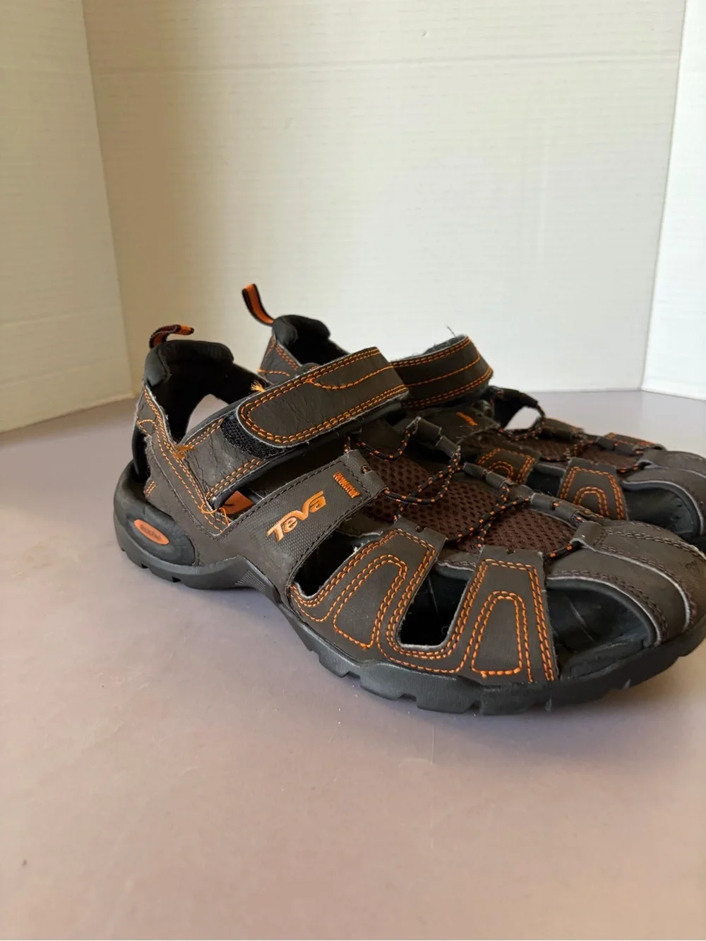 Teva Brown with Orange Stitching Outdoor Sandals